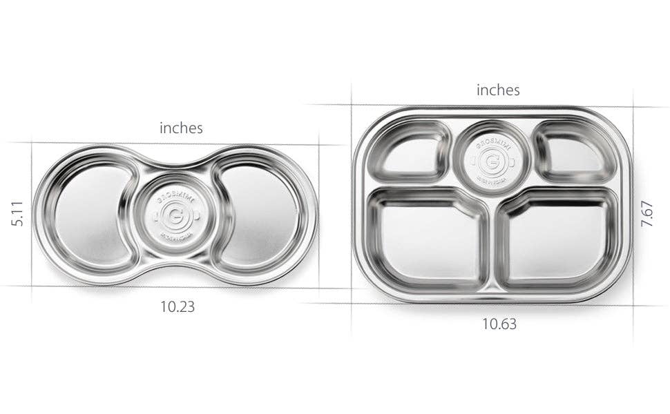 Grosmimi Stainless Steel Food Tray with 3 Compartment: With suction