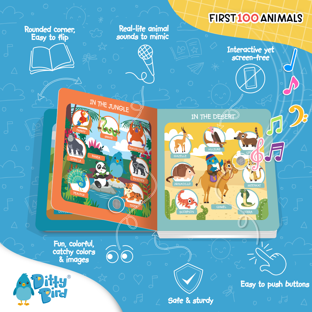 Ditty Bird Baby Book - Best toys - First 100 Animals