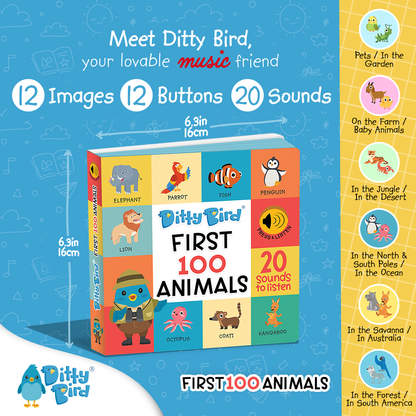 Ditty Bird Baby Book - Best toys - First 100 Animals